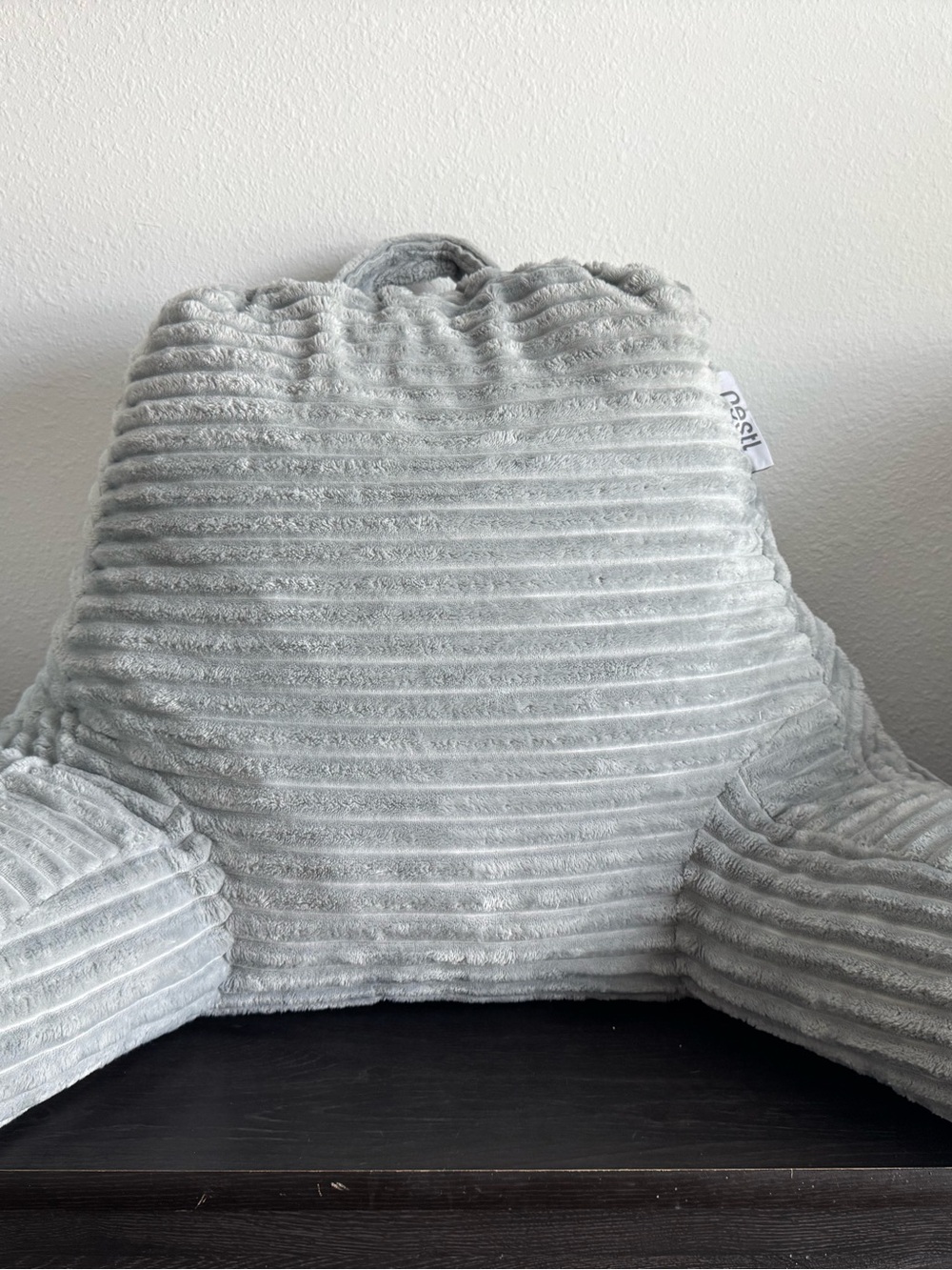 NESTL Plush Ribbed Back Pillow in Light Gray